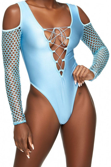 Body azul con cordones en los hombros